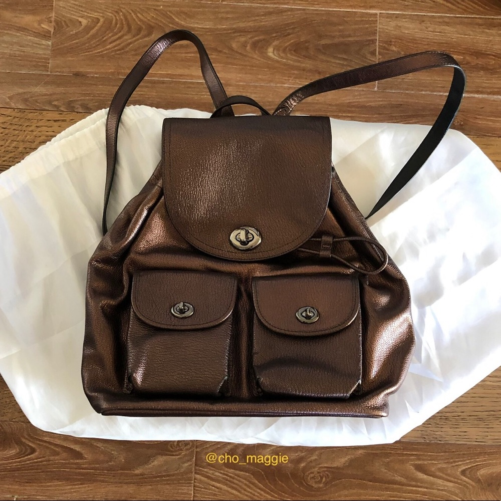 Coach Bronze Turnlock Rucksack - Picture 2 of 8